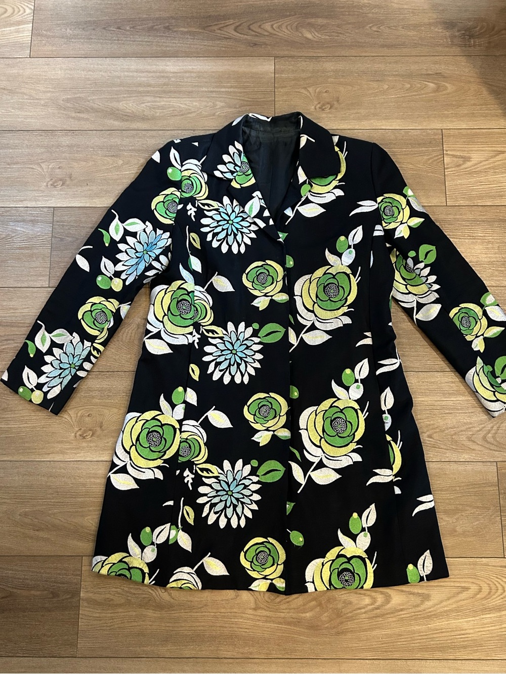 Vintage Peter Nygard Floral Embroidered Linen Blend Jacket Coat L